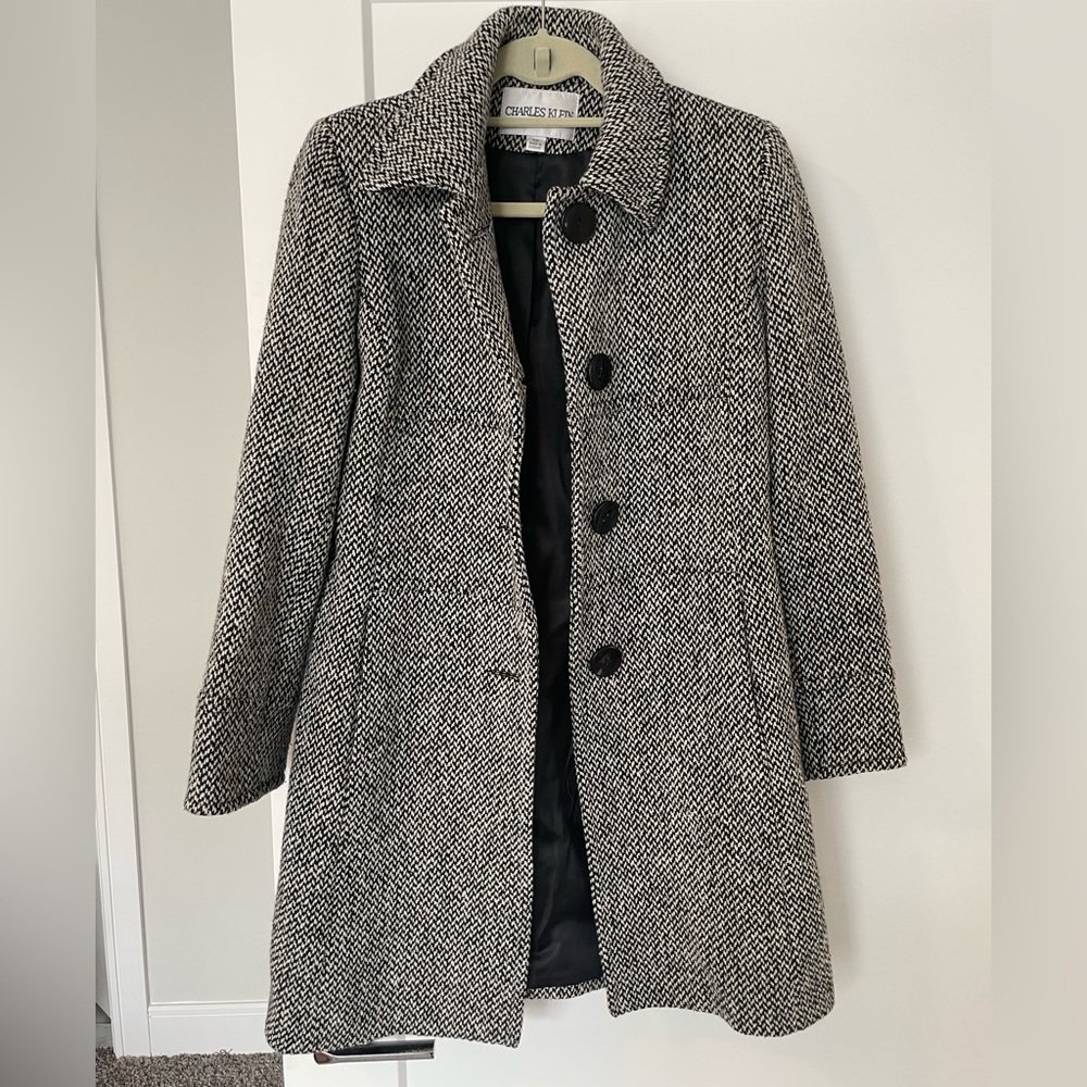 Black and white peacoat